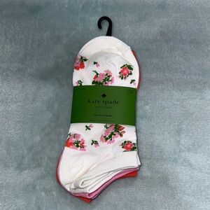 kate spade White Floral Low-Cut Athletic Socks with Pink Accents